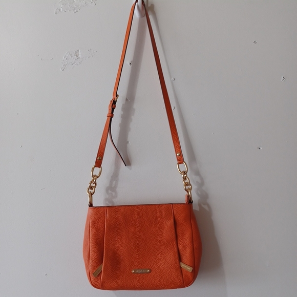 michael kors handbag Orange And Gold adjustable strap 7in. Deep Pre Owned - Picture 2 of 16